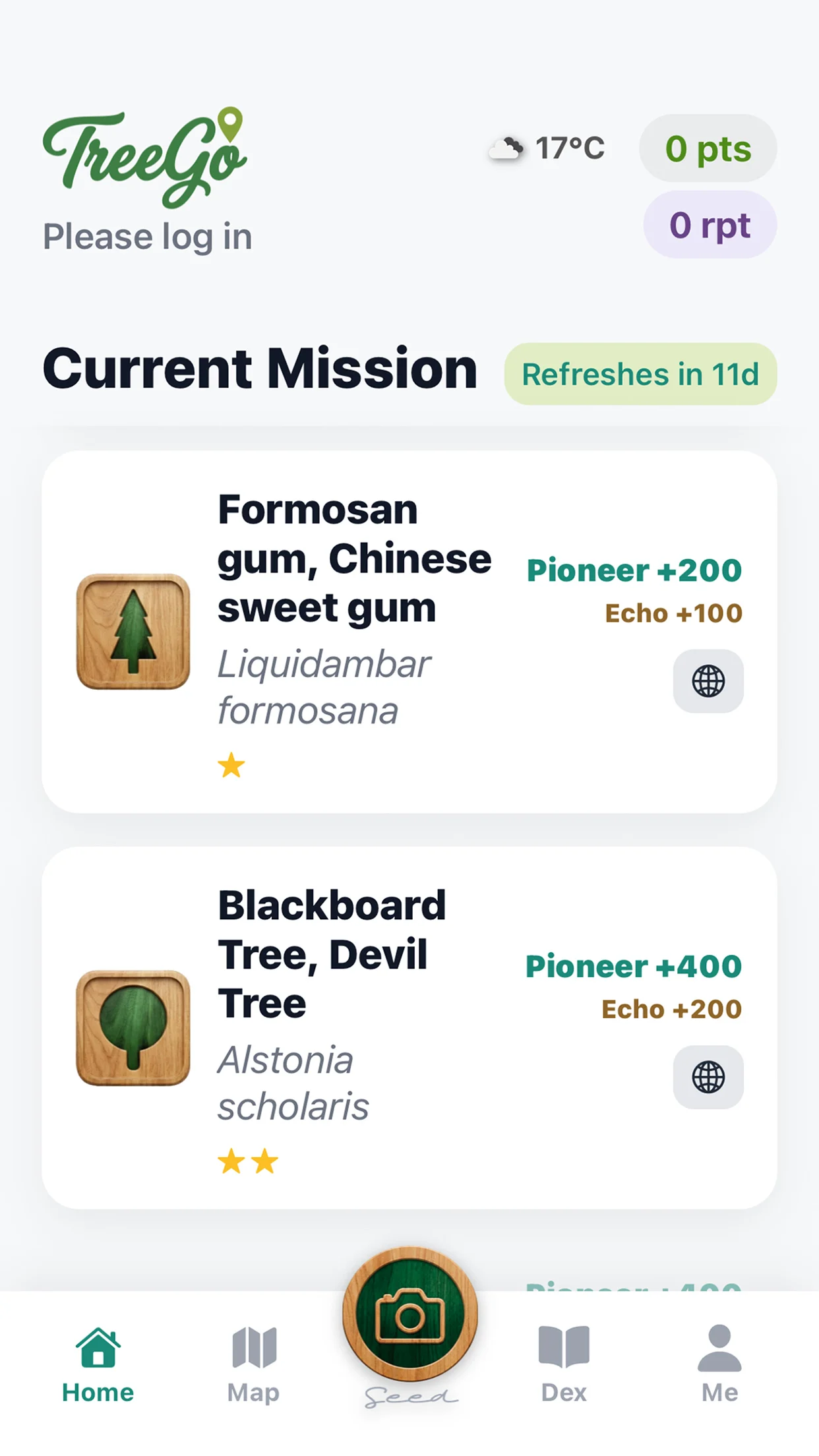 TreeGo mission cards