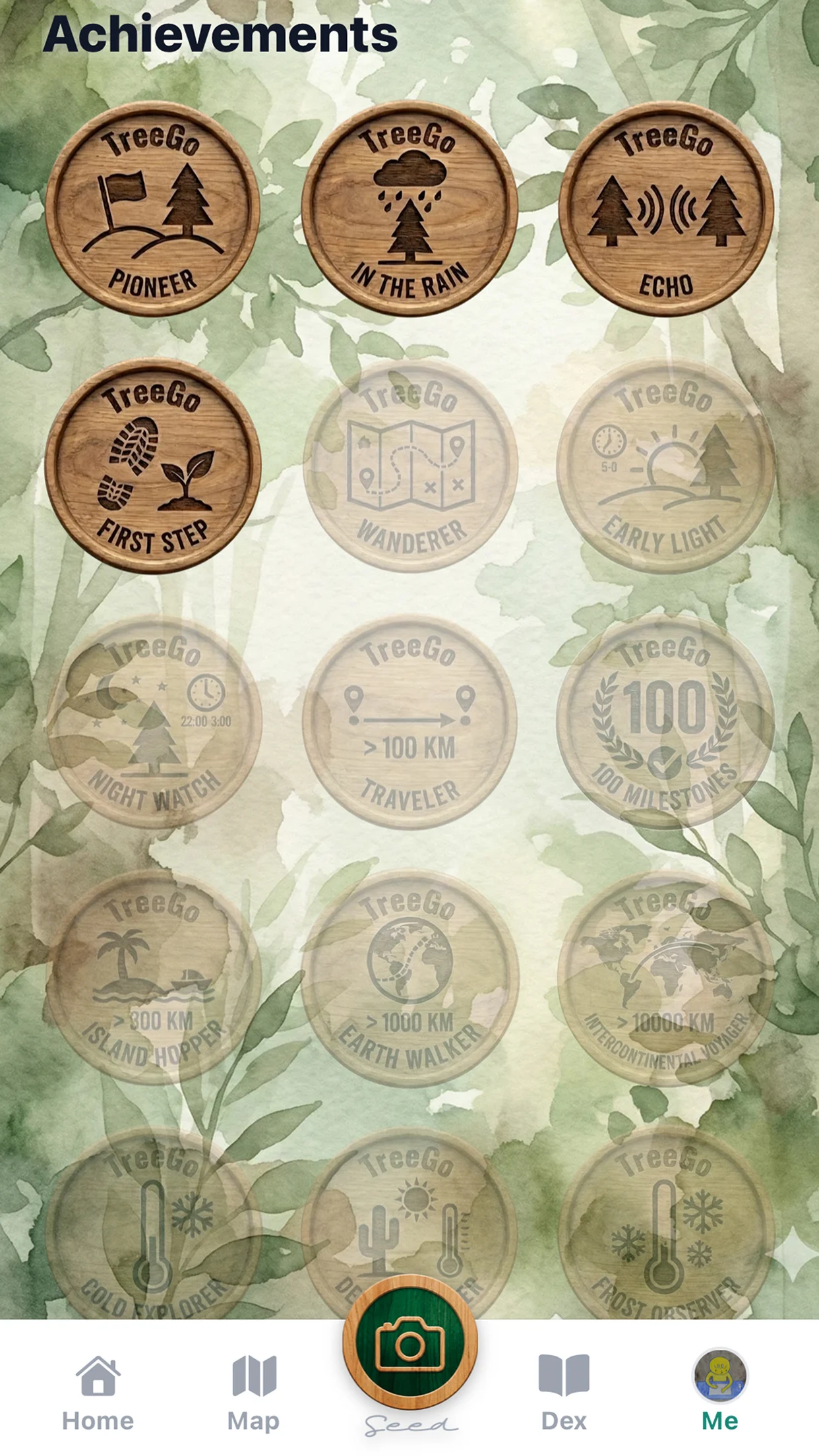 TreeGo achievement wall